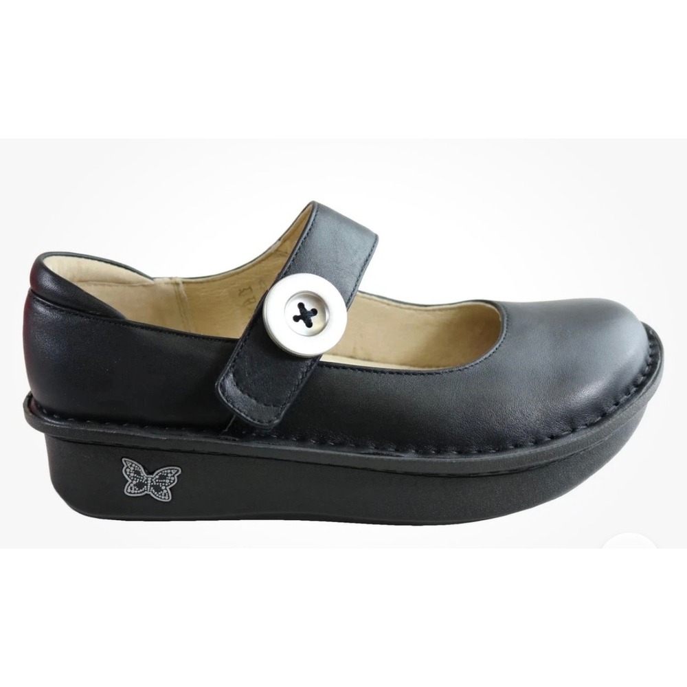 Alegria Paloma Black Nappa Leather Mary Jane Clogs Shoes PAL-601 Women Size 40 - Picture 5 of 7
